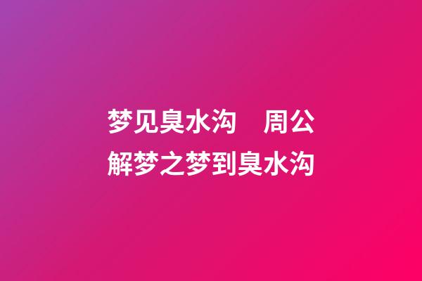 梦见臭水沟　周公解梦之梦到臭水沟